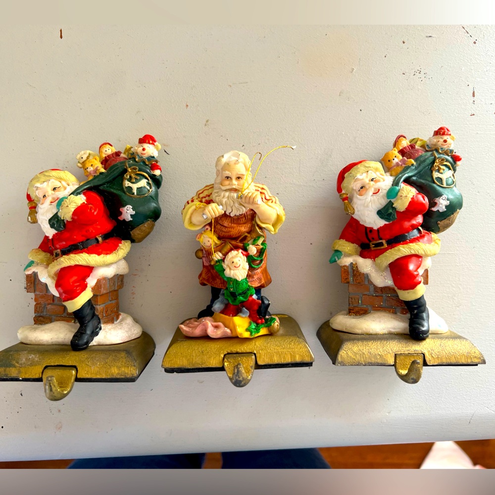 Vintage Christmas stocking holders set of 3